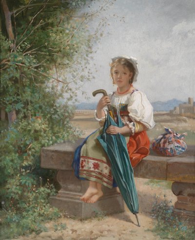 Ragazza romana a riposo in un paesaggio di campagna da Hermann von Bohn